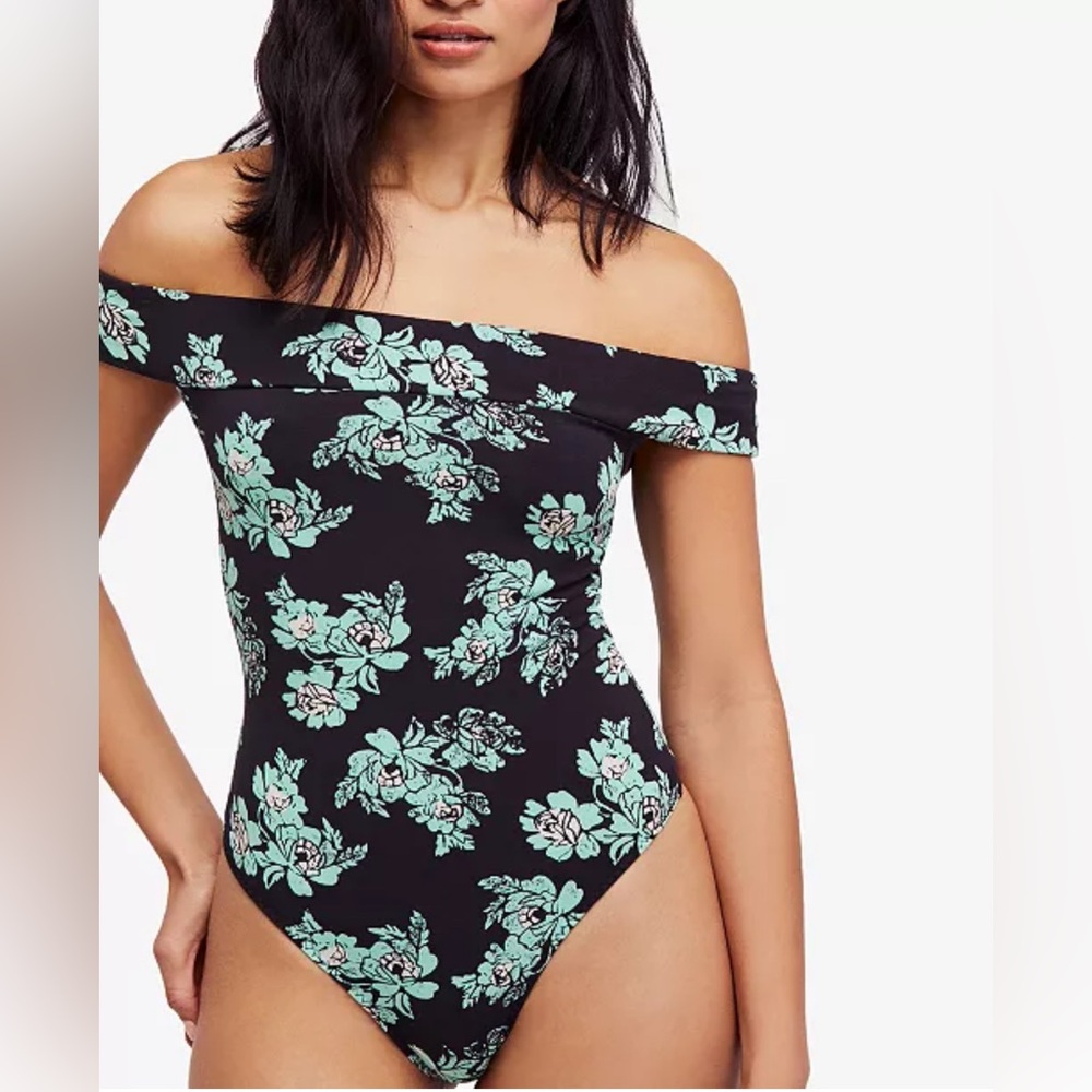 Free People off the shoulder floral bodysuit size large